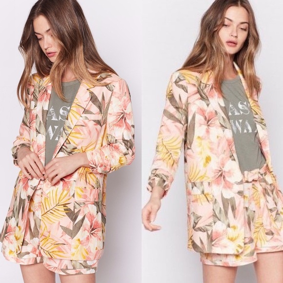 Joie NEW Linen Blazer Tropical Floral Pink 4 NWT $298 - Picture 1 of 10
